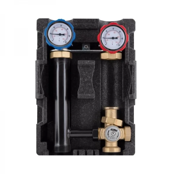 Насосная группа Icma с ручной регулировкой и термостатическим смесителем правое подключение 1 1/2