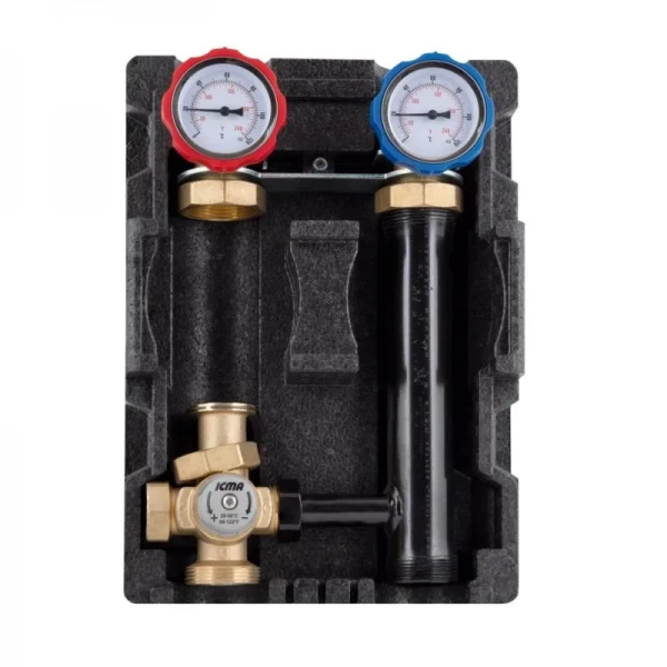 Насосная группа Icma с ручной регулировкой и термостатическим смесителем левое подключение 1 1/2