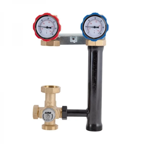 Насосная группа Icma с ручной регулировкой и термостатическим смесителем левое подключение 1 1/2