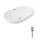 Комплект Qtap Leo: Раковина врезная овальная 590x400x170 мм White + Донный клапан PU02O