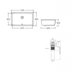 Комплект Qtap Stork: Раковина врезная прямоугольная 535x365x190 мм White + Донный клапан PU02O