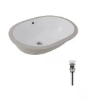 Комплект Qtap Stork: Раковина врезная овальная 570x390x210 мм White + Донный клапан PU02O