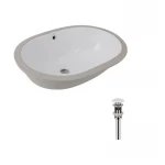 Комплект Qtap Stork: Раковина врезная овальная 570x390x210 мм White + Донный клапан PU02O