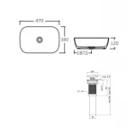 Комплект Qtap Aquarius: Раковина накладная прямоугольная 470x380x120 мм White + Донный клапан PU02