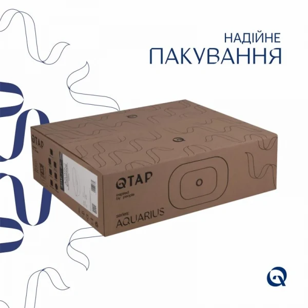 Комплект Qtap Aquarius: Раковина накладная прямоугольная 470x380x120 мм White + Донный клапан PU02