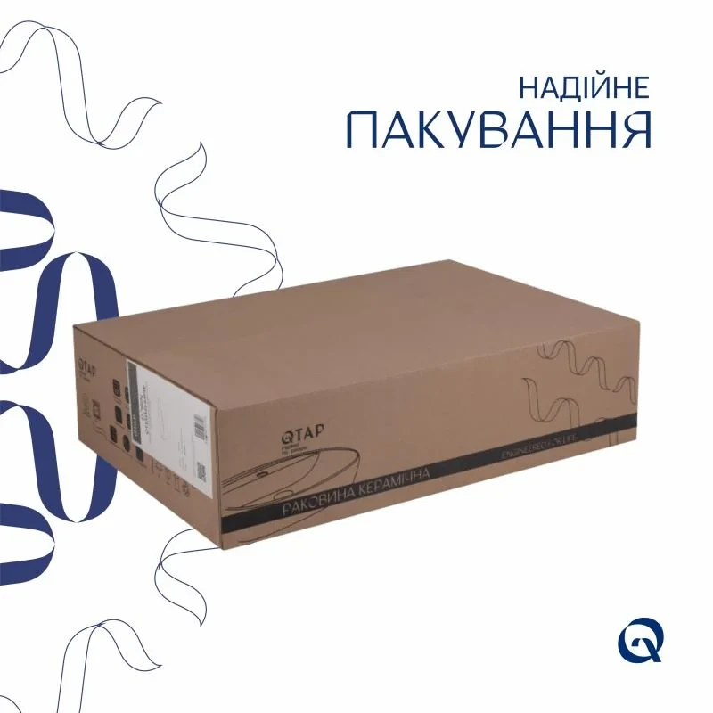 Комплект Qtap Robin: Раковина накладная прямоугольная 600x390x150 мм White + Донный клапан PU02