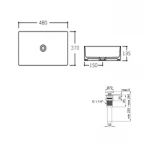 Комплект Qtap Tern: Раковина накладная прямоугольная 480х370х135 мм Matt Black + Донный клапан PU03
