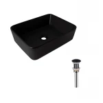 Комплект Qtap Tern: Раковина накладная прямоугольная 480х370х135 мм Matt Black + Донный клапан PU03