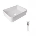 Комплект Qtap Tern: Раковина накладная прямоугольная 480х370х135 мм White + Донный клапан PU02