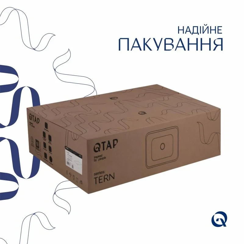 Комплект Qtap Tern: Раковина накладная прямоугольная 480х370х135 мм White + Донный клапан PU02