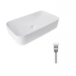 Комплект Qtap Tern: Раковина накладная прямоугольная 610x350x135 мм WHITE + Донный клапан PU02