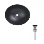 Комплект Qtap Dove: Раковина накладная овальная 415x340x140 мм Matt Black + Донный клапан PU03