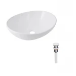 Комплект Qtap Dove: Раковина накладная овальная 415x340x140 мм White + Донный клапан PU02