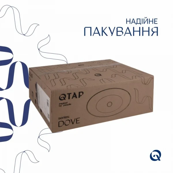 Комплект Qtap Dove: Раковина накладная овальная 415x340x140 мм White + Донный клапан PU02