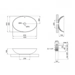 Комплект Qtap Dove: Раковина накладная овальная 635x420x150 мм White + Донный клапан PU02O