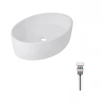 Комплект Qtap Kolibri: Раковина накладная овальная 500x360x140 мм White + Донный клапан PU02