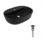 Комплект Qtap Scorpio: Раковина накладная овальная 500x380x120 мм Matt Black + Донный клапан PU03