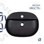 Комплект Qtap Scorpio: Раковина накладная овальная 500x380x120 мм Matt Black + Донный клапан PU03