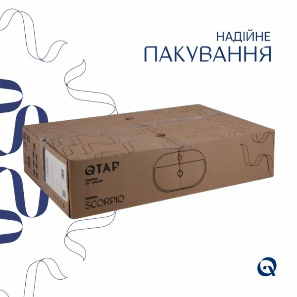 Комплект Qtap Scorpio: Раковина накладная овальная 600х400х120 мм White + Донный клапан PU02