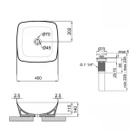 Комплект Qtap Kolibri: Раковина накладная квадратная 415х415х150 мм Matt Black + Донный клапан PU03