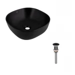 Комплект Qtap Kolibri: Раковина накладная квадратная 415х415х150 мм Matt Black + Донный клапан PU03