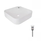 Комплект Qtap Stork: Раковина накладная квадратная 430x430x125 мм White + Донный клапан PU02