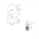 Комплект Qtap Owl: Раковина накладная круглая 400х400х155 мм White + Донный клапан PU02