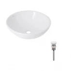 Комплект Qtap Owl: Раковина накладная круглая 400х400х155 мм White + Донный клапан PU02