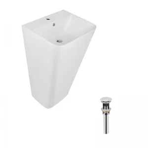 Комплект Qtap Tern: Раковина напольная моноблок 440х380х830 мм White + Донный клапан PU02O