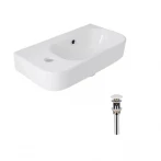 Комплект Qtap Tern: Раковина подвесная прямоугольная левая 450х250х158 мм White + Донный клапан PU02O