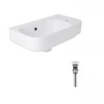 Комплект Qtap Tern: Раковина подвесная прямоугольная правая 450х250х158 мм White + Донный клапан PU02O