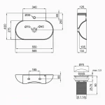 Комплект Qtap Cardinal: Раковина подвесная / накладная овальная 565х400х130 мм White + Донный клапан PU02