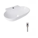 Комплект Qtap Cardinal: Раковина подвесная / накладная овальная 565х400х130 мм White + Донный клапан PU02