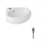 Комплект Qtap Leo N: Раковина подвесная угловая овальная 380x360x130 мм WHITE + Донный клапан PU02O