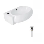 Комплект Qtap Leo: Раковина подвесная овальная левая 430x285x160 мм White + Донный клапан PU02O