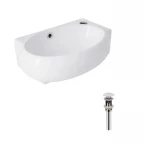 Комплект Qtap Leo: Раковина подвесная овальная правая 430x285x160 мм White + Донный клапан PU02O