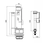 Qtap HY4(Kolibri) комплект арматури для бачка унітаза-моноблок з подвійною круглою кнопкою змиву та клапаном нижньої подачі води, 3/6L CHR