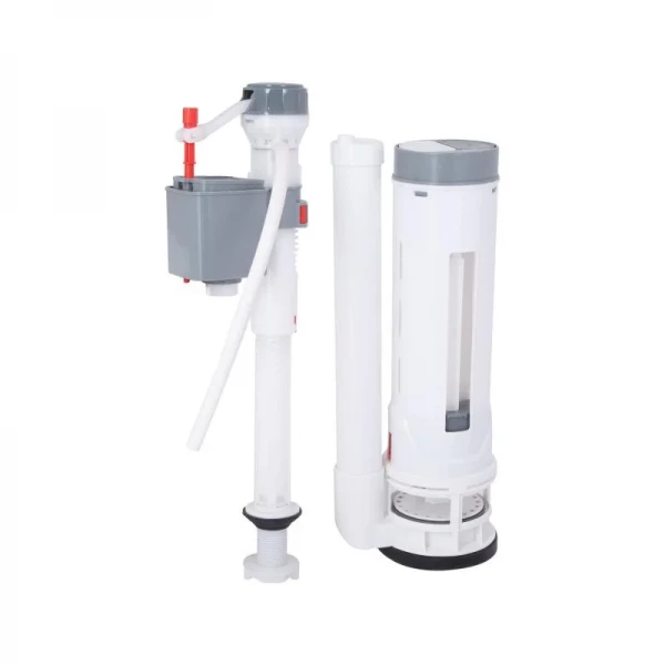 Qtap HY4(Kolibri) комплект арматури для бачка унітаза-моноблок з подвійною круглою кнопкою змиву та клапаном нижньої подачі води, 3/6L CHR