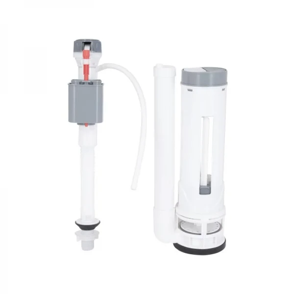 Qtap HY4(Kolibri) комплект арматури для бачка унітаза-моноблок з подвійною круглою кнопкою змиву та клапаном нижньої подачі води, 3/6L CHR