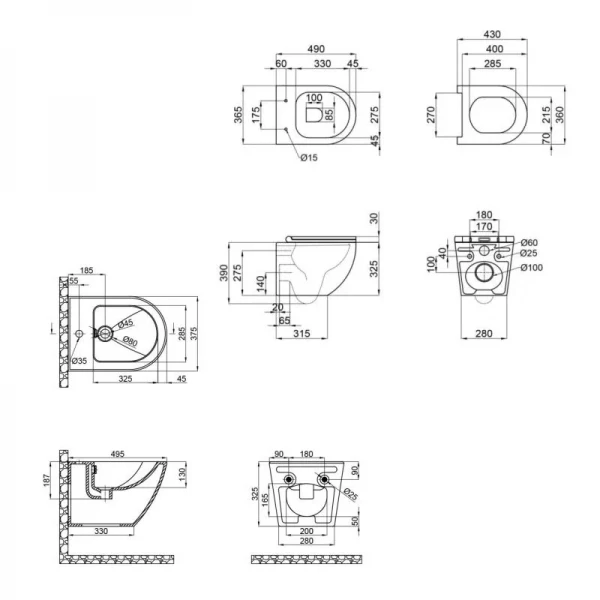 Комплект Qtap Robin 2 в 1: унитаз подвесной Ultra Quiet + биде подвесное