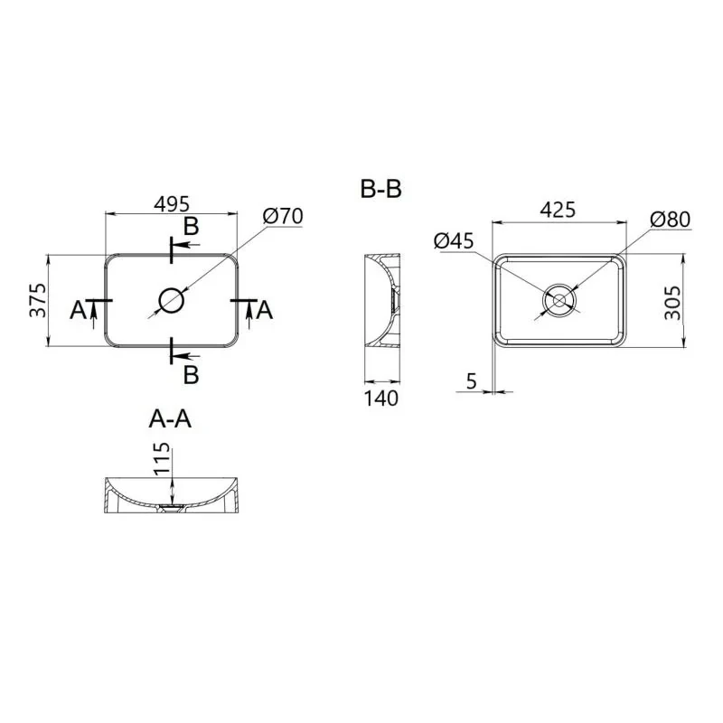 Раковина-чаша Qtap Cardinal 500х380х140 мм White QT04116302W