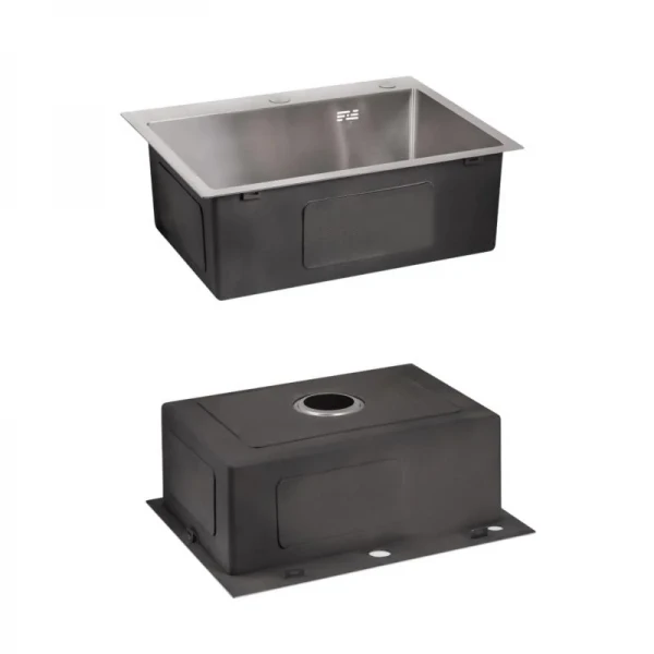 Комплект Lidz Handmade H5845 Мойка для кухни интегрированная Brushed в комплекте с дозатором + Lidz K01G Корзина для кухонной мойки