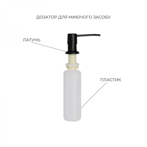 Комплект Lidz Handmade H6350BL Мийка для кухні інтегрована крило зліва BlackPVD у комплекті з дозатором + Lidz K01B Корзина для кухонної мийки