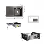 Комплект Lidz Handmade H7849BL Мойка для кухни интегрированная крыло слева BlackPVD в комплекте с дозатором + Lidz K01B Корзина для кухонной мойки