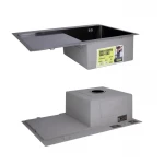 Комплект Lidz Handmade H7849BL Мойка для кухни интегрированная крыло слева BlackPVD в комплекте с дозатором + Lidz K01B Корзина для кухонной мойки