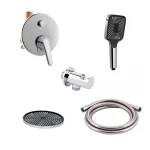 Комплект для душа Qtap Olsava Chrome: Смеситель QTOS6212107ODC + Лейки (QTRUC125CRM45952,QTHLA107CRM45948) + Шланг QTHADPVC200C + QTCRMBH030