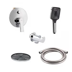 Комплект для душа Qtap Ustek Chrome: Смеситель QTUST6216107ODC + Лейки (QTRUC125CRM45952,QTHLA107CRM45948) + Шланг QTHADPVC200C + QTCRMBH030