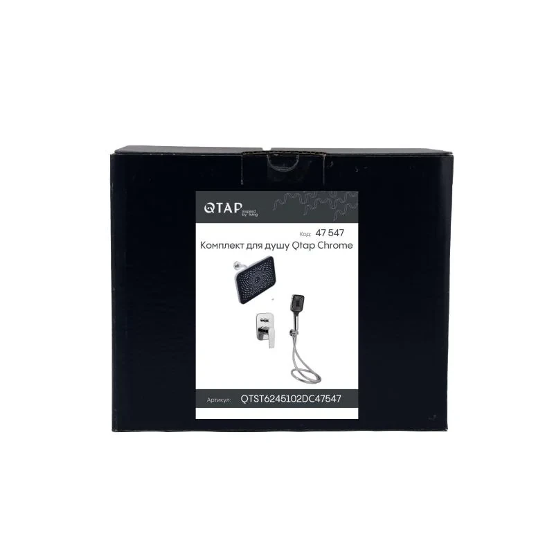Комплект для душа Qtap Stenava Chrome: Смеситель QTST6245102DC + Лейки (QTRUC125CRM45954,QTHLA107CRM45784) + Шланг QTHADPVC200C + QTCRMBH130