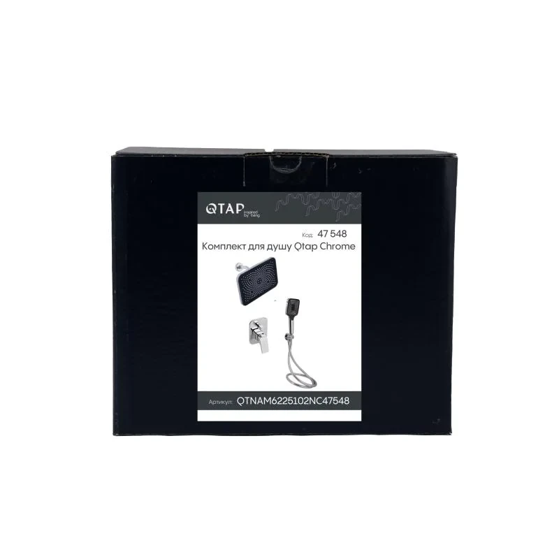 Комплект для душа Qtap Namesti Chrome: Смеситель QTNAM6225102NC + Лейки (QTRUC125CRM45954,QTHLA107CRM45784) + Шланг QTHADPVC200C + QTCRMBH130