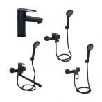 Комплект смесителей для ванной комнаты Lidz Latwa 001Black+Lidz Latwa 006Black+Lidz Latwa 005Black+Lidz Latwa 010Black